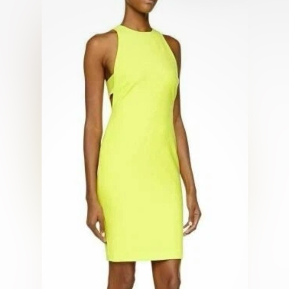 Elizabeth and James Oriana Side Cutout Neon Yellow Green Mini Dress in SIze 12